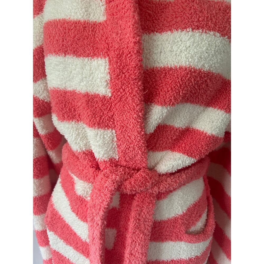 Barefoot Dreams Women’s Plush Hooded Spa Robe, Size 2, Coral Stripe, Ultra Soft. - Picture 3 of 9